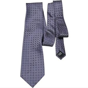 Van Heusen 100% Silk Tie – Gray & Lavender Check Pattern, StainShield